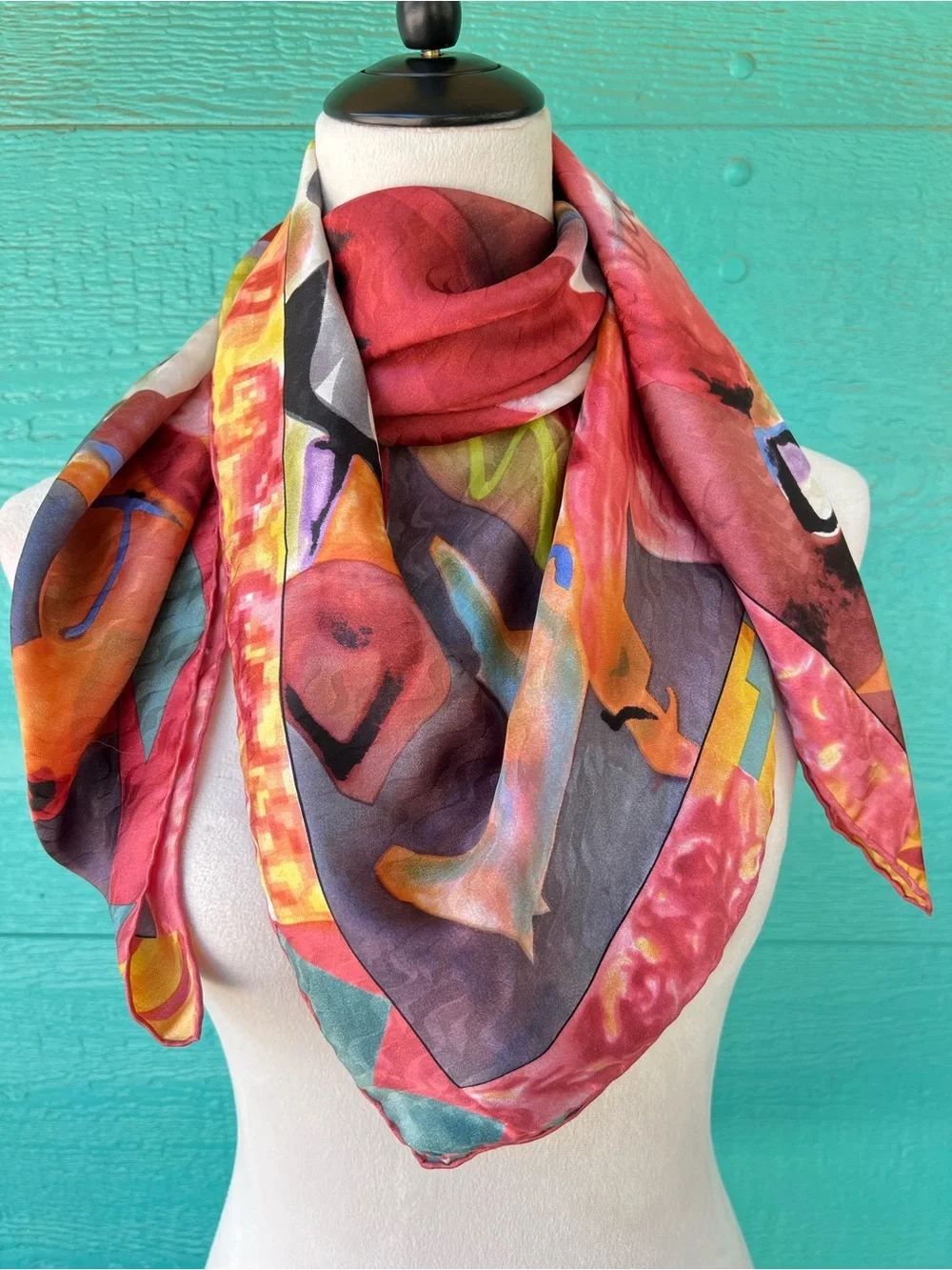 Vintage Rockmount Ranch Wear  Carrie Fell 100% Silk Western Cowboy Horse Scarf